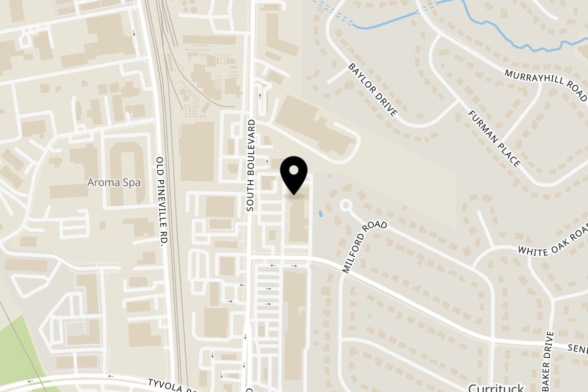 Map showing the location of Jasmine Grill on 5033 South Blvd in Charlotte